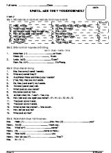 Bài tập Tiếng Anh Lớp 3 - Unit 5 Are they your friends